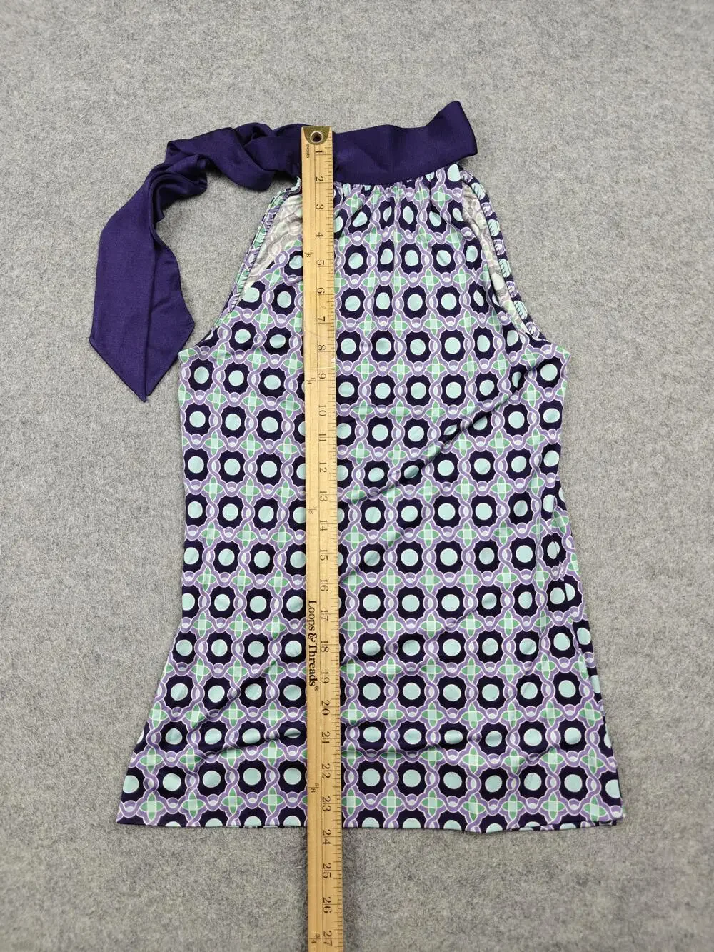 Tory Burch Tank Top Womens XS Purple Silk Halter Camisole Geometric Print
